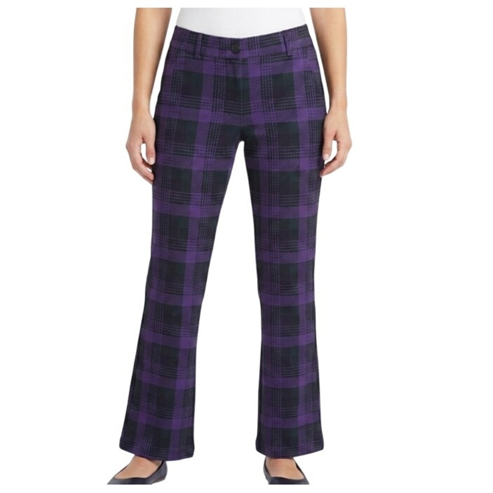 Betabrand Dress Pant Yoga Pants Womens‎ Small Petite Purple Black Plaid Workwear